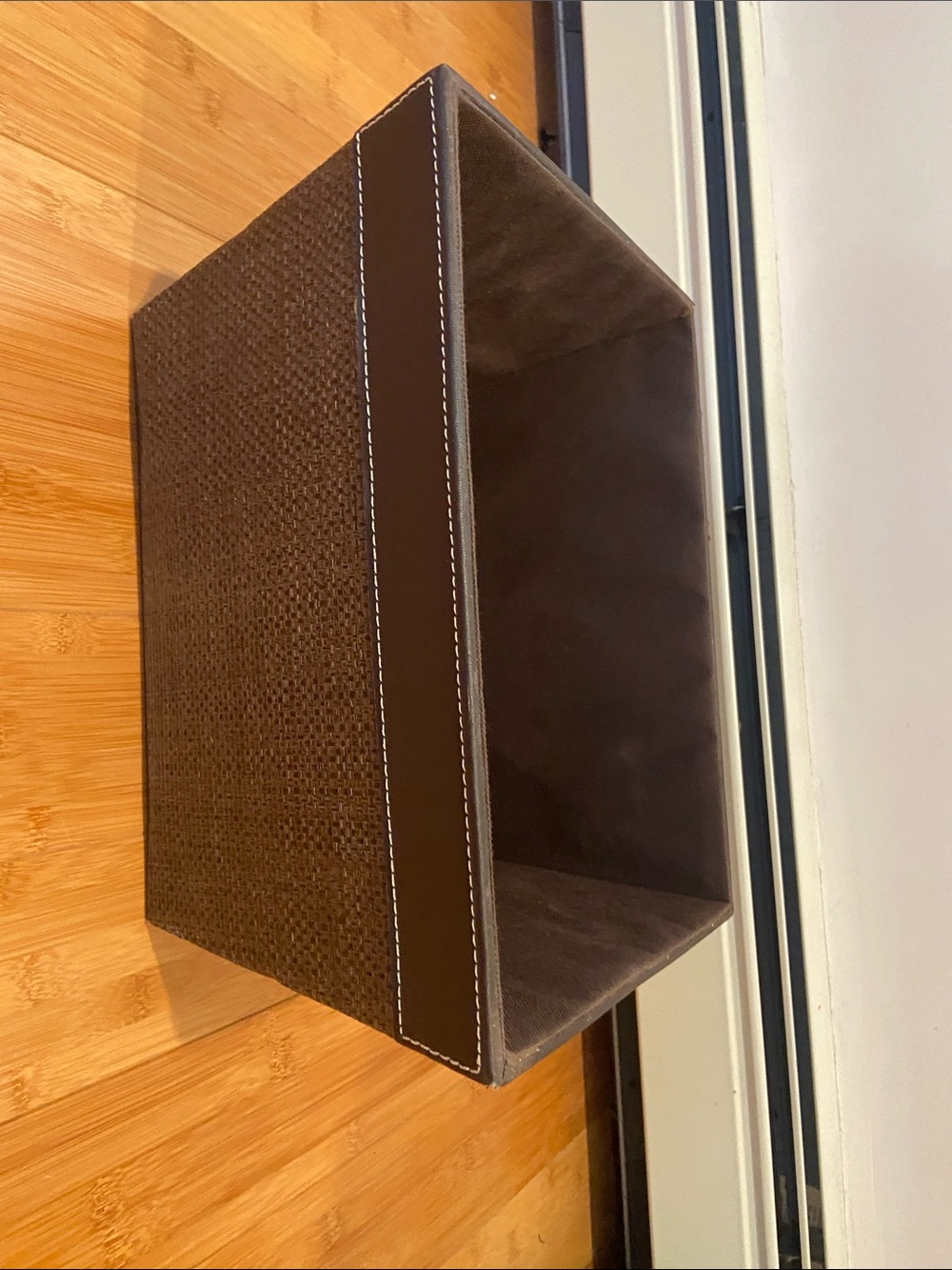 Brown Storage Bin with Contrast Stitching - Home Accents